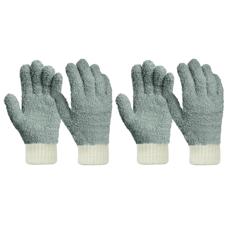 MIG4U Microfiber Dusting Gloves House Cleaning Glove for Blinds, Windows, Shutters, Furniture, and Car, Reusable Lint-Free Gray 2 Pairs S/M - Image 1